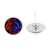 Picture Glass Stud Earrings EJEW-O088-60-2