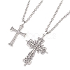 2Pcs 2 Styles Alloy Cross Pendant Necklaces NJEW-JN05116-1