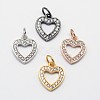CZ Brass Micro Pave Cubic Zirconia Open Heart Charms ZIRC-L018-04-1