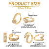 PandaHall Jewelry 3 Pairs 3 Style Round & Lightning Bolt & Square Cubic Zirconia Huggie Hoop Earrings EJEW-PJ0001-03-2