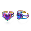 304 Stainless Steel Heart Cuff Rings RJEW-N038-118M-2