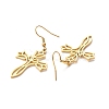 304 Stainless Steel Hollow Out Cross with Flower Dangle Earrings for Women EJEW-P222-02G-2