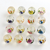Flower Picture Frosted Transparent Glass Round Beads GFB-R004-14mm-M09-1