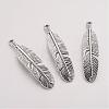 Tibetan Style Alloy Feather Pendants TIBEP-Q043-326-RS-2