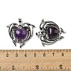 Natural Amethyst Heart Pendants G-M434-02P-24-3