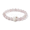 Natural Rose Quartz & Synthetic Turquoise Dolphin Beaded Stretch Bracelets BJEW-JB09830-02-1