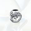 Round 925 Sterling Silver Cubic Zirconia European Beads STER-BB15825-5