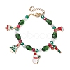 Christmas Tree & Snowman & Bell Alloy Enamel Charm Bracelets BJEW-TA00506-1