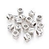 Antique Silver Plated Initial Letter Alloy European Beads X-TIBEB-Q054-32AS-NR-2