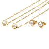 Flat Round Plastic Imitation Pearl Pendant Necklaces & Bracelets & Stud Earrings Sets SJEW-C004-02G-2