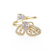 Clear Cubic Zirconia Butterfly Cuff Ring RJEW-N035-083-NF-1