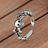 Thailand Sterling Silver Skull Spider Open Cuff Finger Ring SKUL-PW0002-042S-2