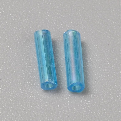 300Pcs Transparent Glass Round Bugle Beads GLAA-WH0015-74E-1