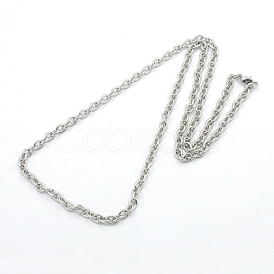 Men's 304 Stainless Steel Cable Chain Necklaces STAS-O037-66-1