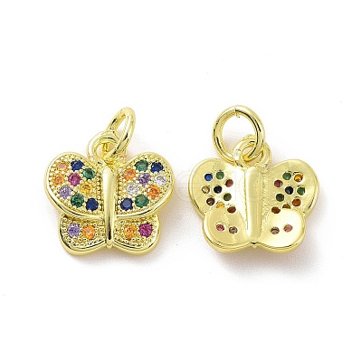 Brass Micro Pave Colorful Cubic Zirconia Charms KK-E068-VF092-1