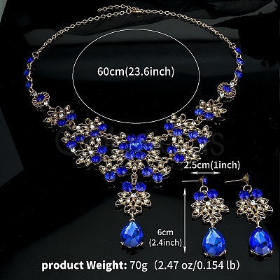 Alloy & Rhinestone Studs Earrings & Necklaces Set PW-WG1364A-03-1