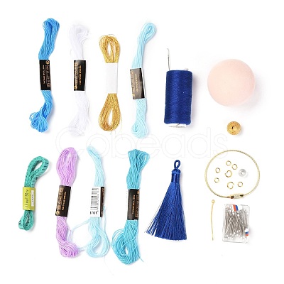 DIY Embroidery Temari Ball Keychain Kits DIY-I064-A02-1