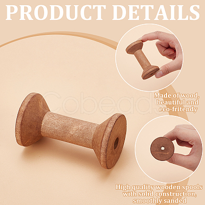 Wood Thread Bobbins TOOL-WH0053-54A-02-1