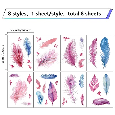 8 Sheets 8 Styles PVC Waterproof Wall Stickers DIY-WH0345-074-1