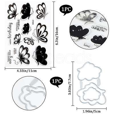 CRASPIRE 1Pc Butterfly Clear Silicone Stamps DIY-CP0009-56-1