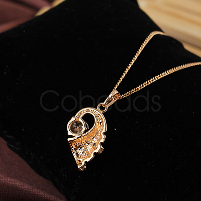 Exquisite Conch Shape Brass Cubic Zirconia Pendant Necklaces NJEW-EE0001-17G-1