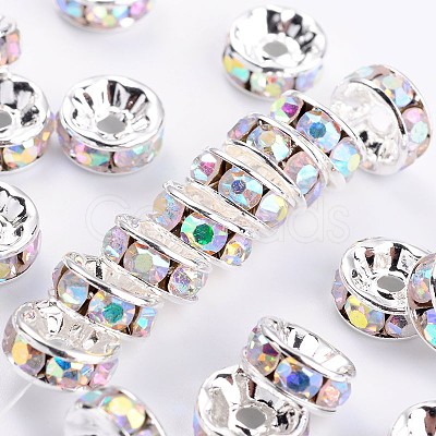 Brass Grade A Rhinestone Spacer Beads RSB038NF-02-1