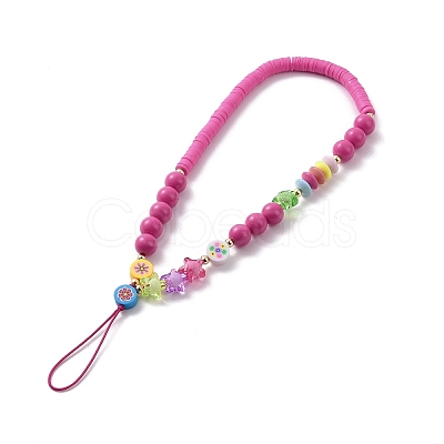 Round & Star Acrylic Beaded Mobile Phone Lanyard Wrist Strap HJEW-YW0001-03-1