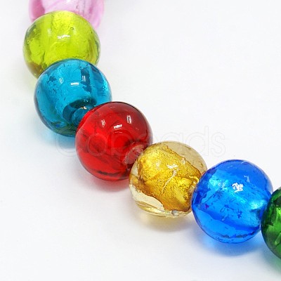 Handmade Silver Foil Glass Lampwork Round Beads Strands X-FOIL-L008-04-10mm-1