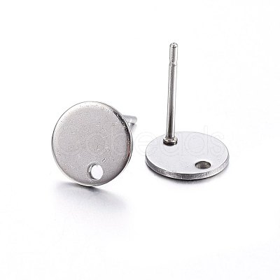 Non-Tarnish 201 Stainless Steel Flat Plate Stud Earring Findings STAS-P210-48P-01-1