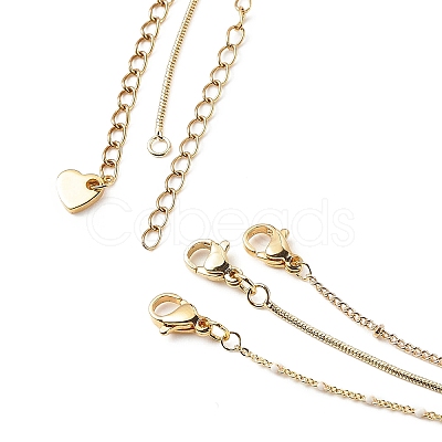 3Pcs 3 Style Brass Star & Heart & Cross Pendant Necklaces Set with Satellite Chains NJEW-JN04074-1