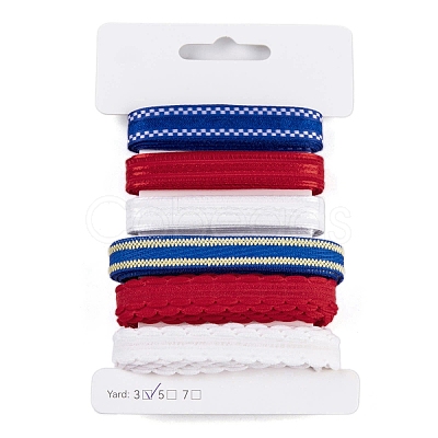 18 Yards 6 Styles Independence Day Polyester & Polycotton Ribbons Sets SRIB-A015-02B-02-1