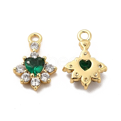 Rack Plating Brass Micro Pave Cubic Zirconia Charms KK-C013-05G-1