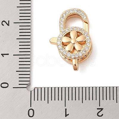 Brass Micro Pave Clear Cubic Zirconia Lobster Claw Clasps KK-S388-23G-1