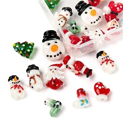 20Pcs 10 Style Christmas Themed Handmade Lampwork Beads LAMP-LS0001-09-1