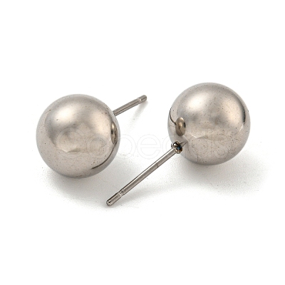 Tarnish Resistant 304 Stainless Steel with 201 Stainless Steel Smooth Round Ball Stud Earring Findings STAS-O004-08G-P-1