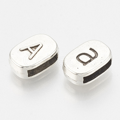 Tibetan Style Alloy Letter Slide Charms TIBEB-R067-AS-LF-1