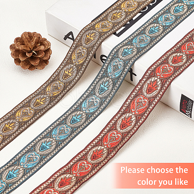 PandaHall Elite 3 Rolls 3 Colors Ethnic Style Embroidery Polyester Ribbons OCOR-PH0001-22-1