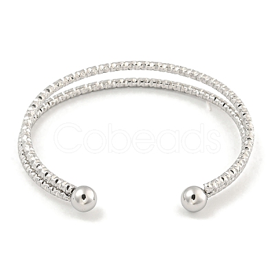 Non-Tarnish Textured 304 Stainless Steel Wrap Cuff Bangle for Women BJEW-P331-16P-1