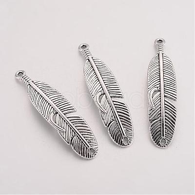 Tibetan Style Alloy Feather Pendants TIBEP-Q043-326-RS-1