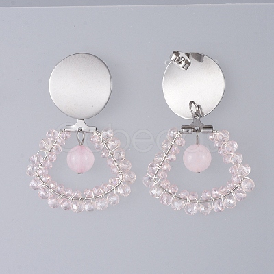 (Jewelry Parties Factory Sale)Electroplate Glass Faceted Rondelle Beads Ear Nuts EJEW-JE03816-03-1