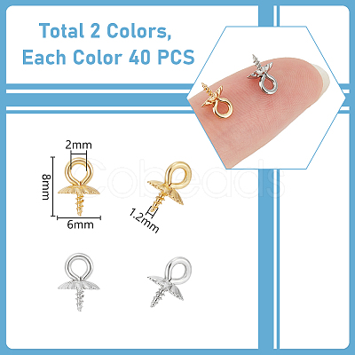 Unicraftale 80Pcs 2 Colors 304 Stainless Steel Screw Eye Pin Peg Bails STAS-UN0056-71-1