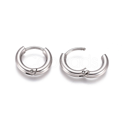 Tarnish Resistant 304 Stainless Steel Huggie Hoop Earrings EJEW-G272-01-8mm-P-1