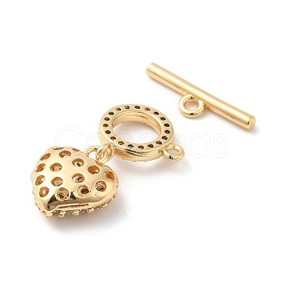 Brass Micro Pave Clear Cubic Zirconia Toggle Clasps KK-F860-59G-1