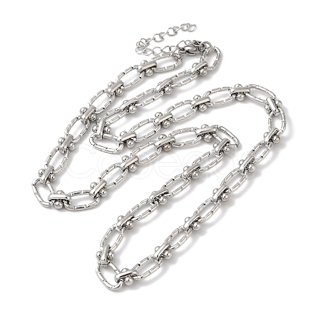 Non-Tarnish 304 Stainless Steel Oval Links Necklace for Women NJEW-B107-07P-02-1