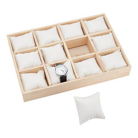 12 Slots Wooden Watch Organizer Trays AJEW-WH0471-143C-1