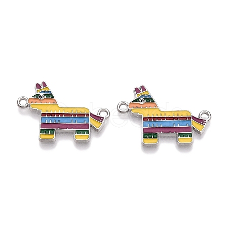 Rack Plating Alloy Enamel Colorful Mexican Donkey Connector Charms ENAM-N056-350P-1