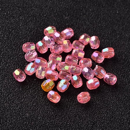 AB Color Plated Eco-Friendly Transparent Acrylic Barrel Beads TACR-L002-4mm-02-1