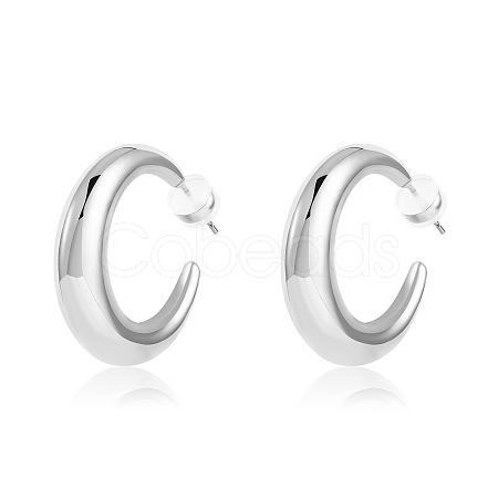 Crescent Moon Chunky Stud Earrings Half Hoop Earrings Open Oval Drop Earrings Teardrop Hoop Dangle Earrings Pull Through Hoop Earrings Statement Jewelry Gift for Women JE1089D-1