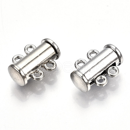 2-Strands Brass Magnetic Slide Lock Clasps X-PALLOY-S140-01P-1