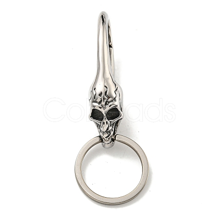 Tibetan Style 316 Surgical Stainless Steel Fittings with 304 Stainless Steel Key Ring FIND-Q101-16AS-1